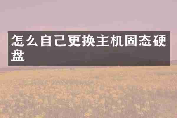 怎么自己更换主机固态硬盘