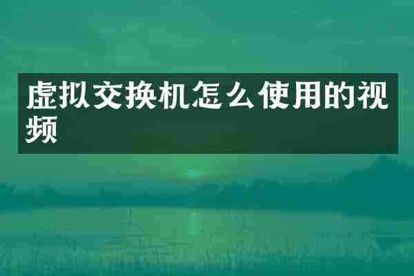 虚拟交换机怎么使用的视频