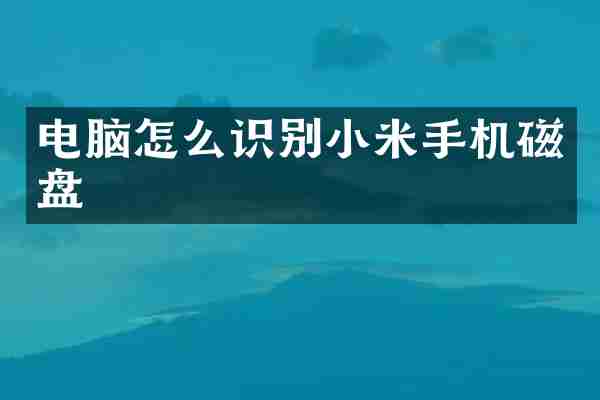 电脑怎么识别小米手机磁盘