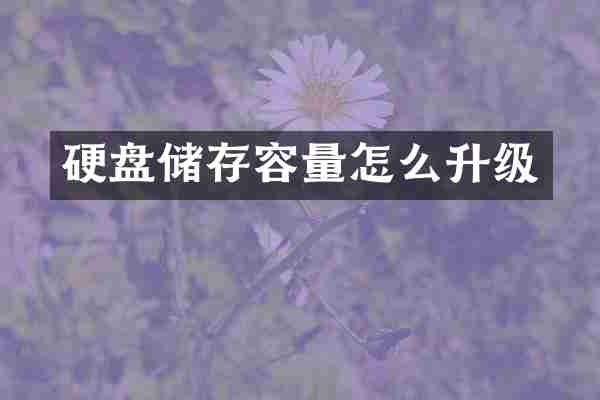 硬盘储存容量怎么升级