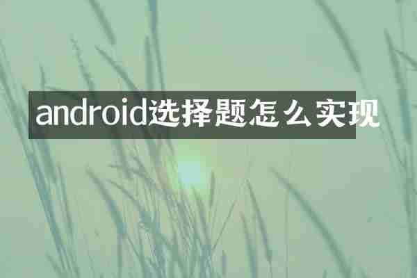 android选择题怎么实现