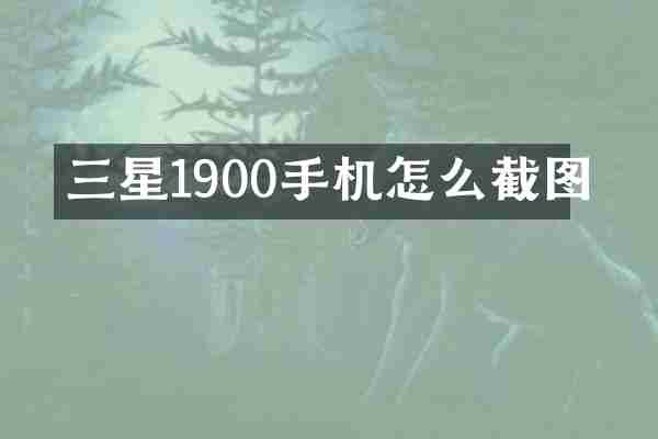 三星1900手机怎么截图