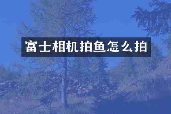富士相机拍鱼怎么拍