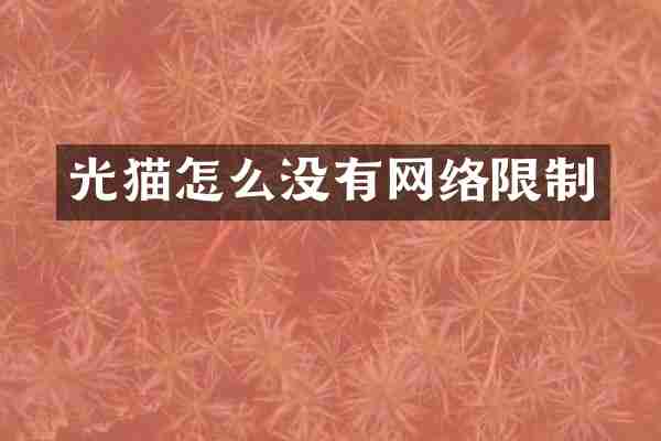 光猫怎么没有网络限制