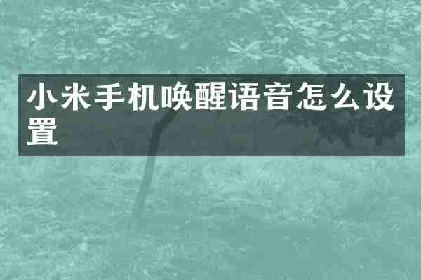 小米手机唤醒语音怎么设置