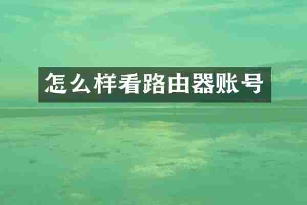 怎么样看路由器账号