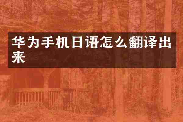 华为手机日语怎么翻译出来
