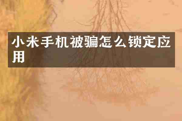 小米手机被骗怎么锁定应用