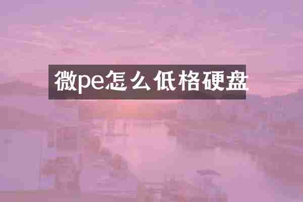 微pe怎么低格硬盘