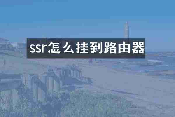 ssr怎么挂到路由器