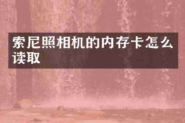 索尼照相机的内存卡怎么读取