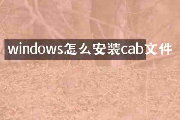windows怎么安装cab文件