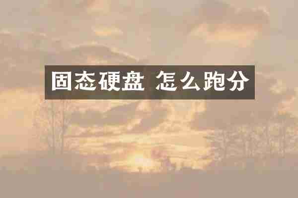 固态硬盘 怎么跑分