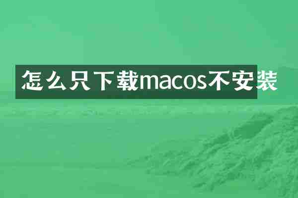 怎么只下载macos不安装