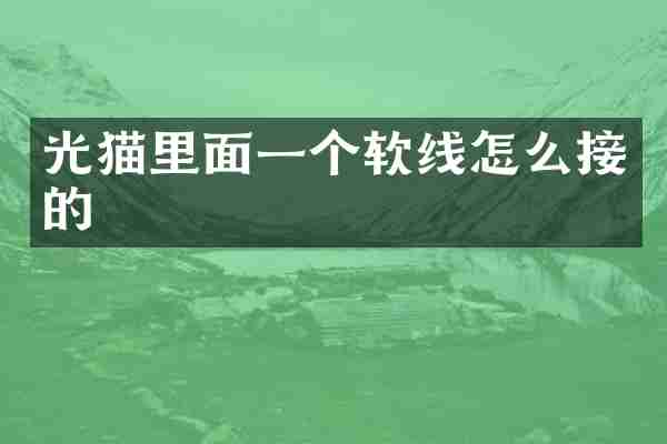 光猫里面一个软线怎么接的