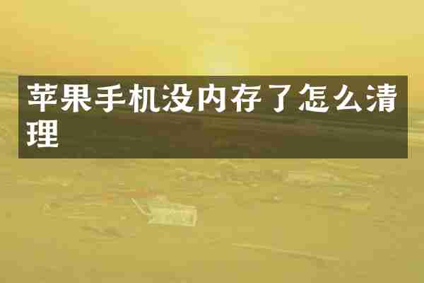 苹果手机没内存了怎么清理