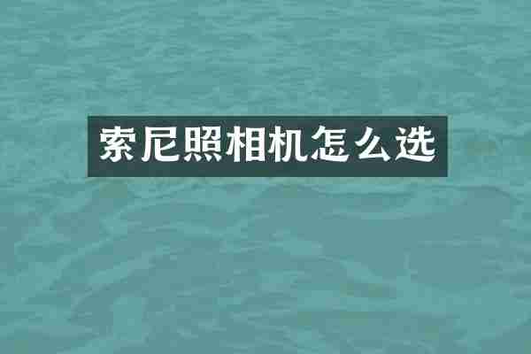 索尼照相机怎么选
