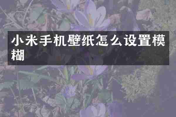 小米手机壁纸怎么设置模糊