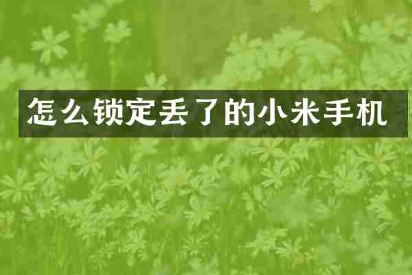 怎么锁定丢了的小米手机
