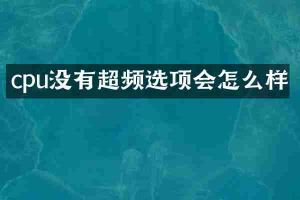 cpu没有超频选项会怎么样