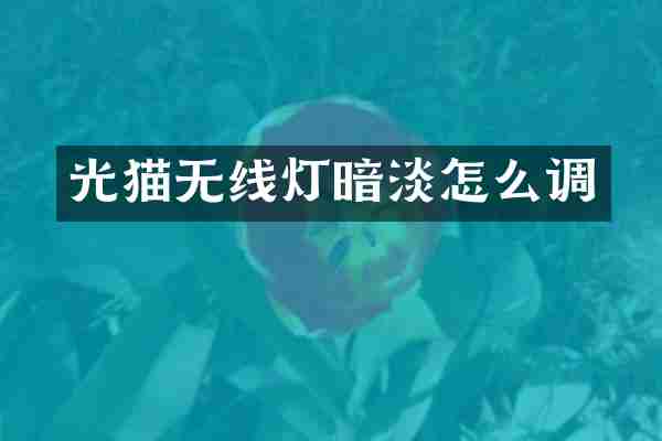 光猫无线灯暗淡怎么调