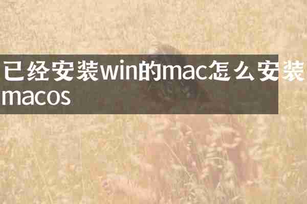 已经安装win的mac怎么安装macos