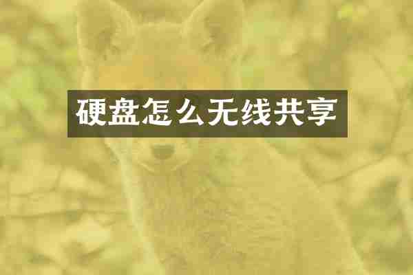 硬盘怎么无线共享