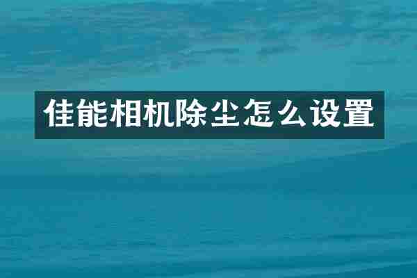 佳能相机除尘怎么设置
