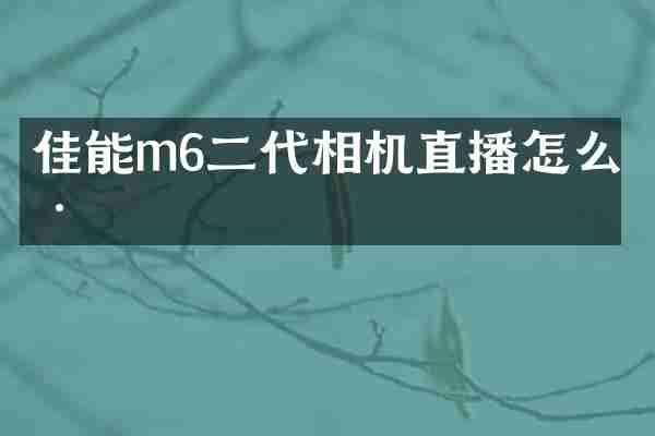 佳能m6二代相机直播怎么样
