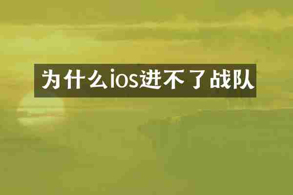 为什么ios进不了战队