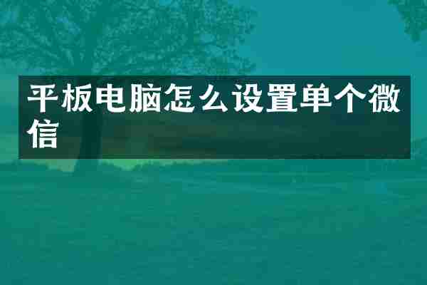 平板电脑怎么设置单个微信