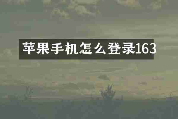 苹果手机怎么登录163