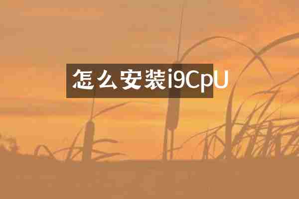 怎么安装i9CpU