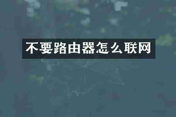 不要路由器怎么联网