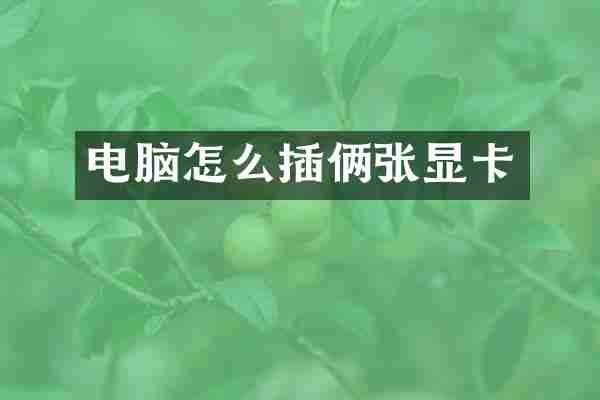 电脑怎么插俩张显卡