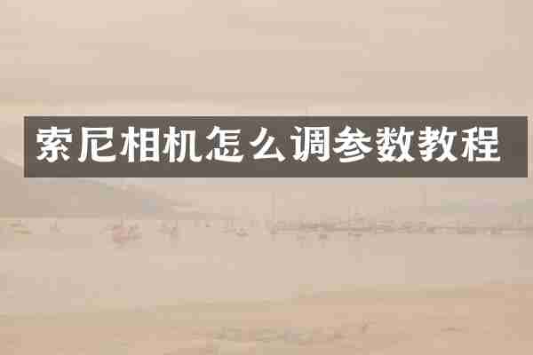 索尼相机怎么调参数教程