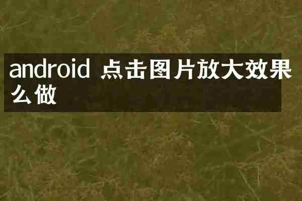 android 点击图片放大效果怎么做