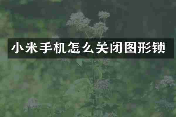 小米手机怎么关闭图形锁