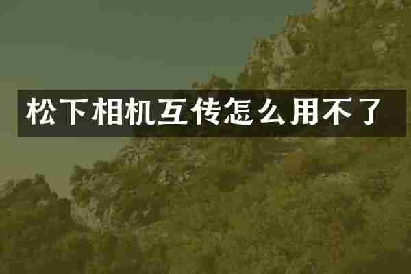 松下相机互传怎么用不了