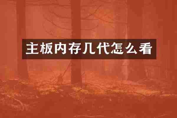 主板内存几代怎么看