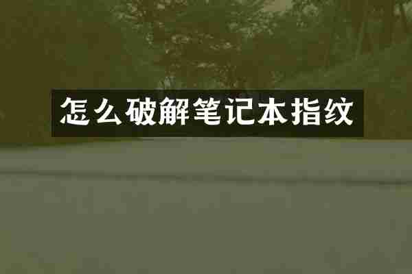 怎么破解笔记本指纹