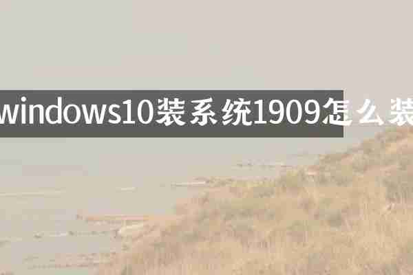 windows10装系统1909怎么装