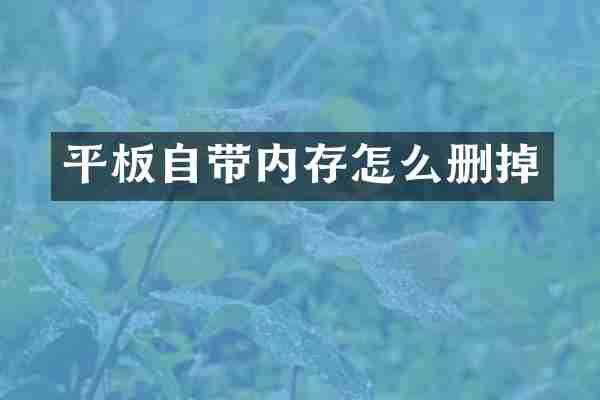 平板自带内存怎么删掉