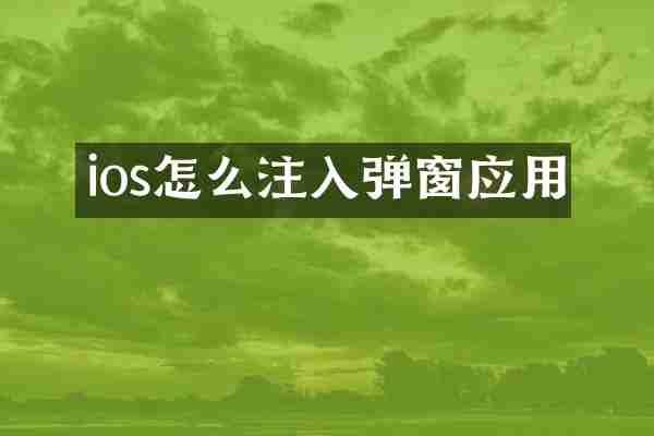 ios怎么注入弹窗应用