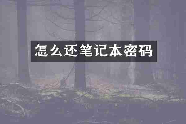 怎么还笔记本密码