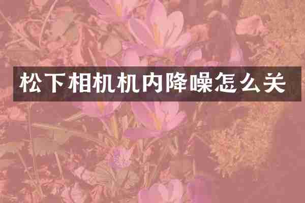 相机机内降噪怎么关