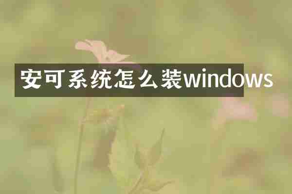 安可系统怎么装windows