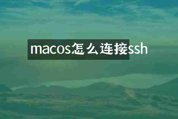 macos怎么连接ssh
