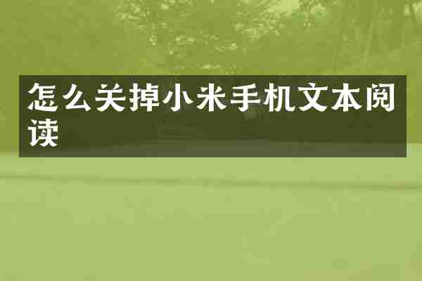 怎么关掉小米手机文本阅读