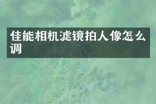 佳能相机滤镜拍人像怎么调